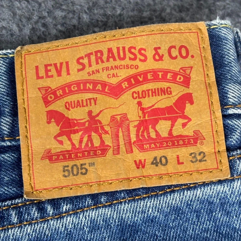 Levi's 505 Regular Fit Straight Leg Jeans 40x33 Blue Denim Mens Work Wear